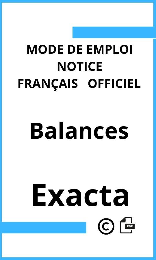 Exacta Balances Mode d'emploi Français