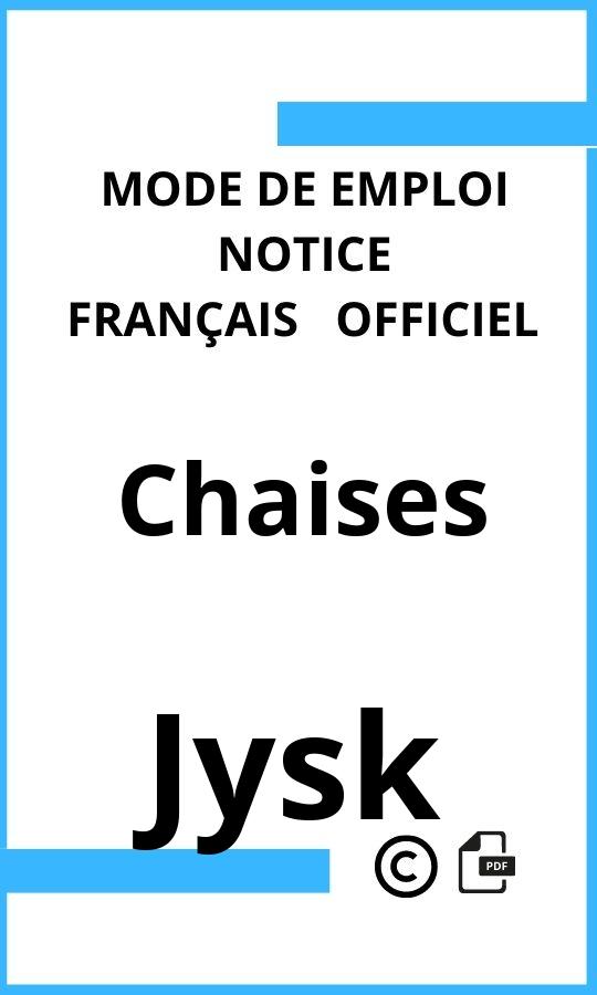 Chaises Jysk Mode d'emploi Français