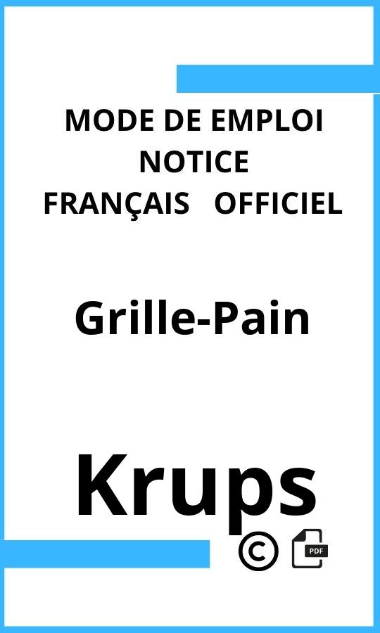 Mode d'emploi four Krups Grille-Pain Français