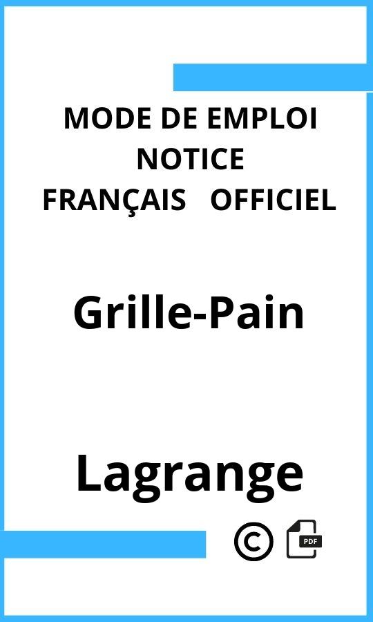 Mode d'emploi four Lagrange Grille-Pain Français