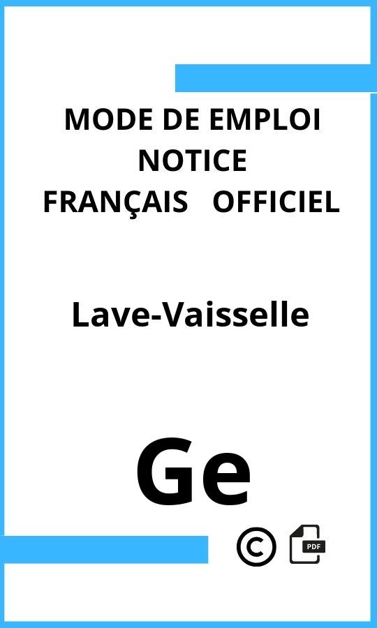 Lave-Vaisselle Ge Mode d'emploi Français