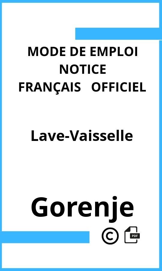 Lave-Vaisselle Gorenje Mode d'emploi Français