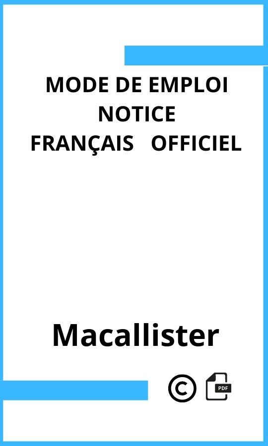  Macallister Mode d'emploi Français