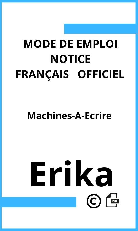 Machines-A-Ecrire Erika Mode d'emploi Français