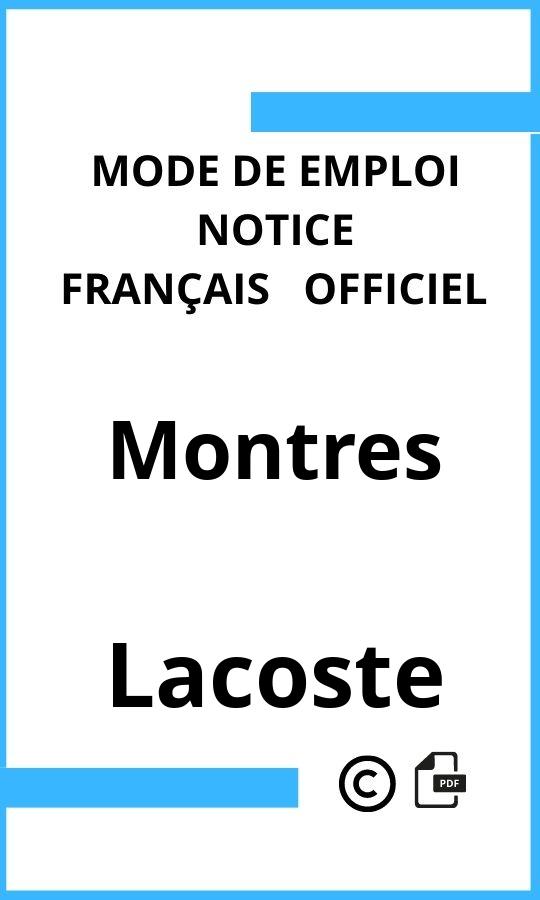 Montres Lacoste Mode d'emploi Français