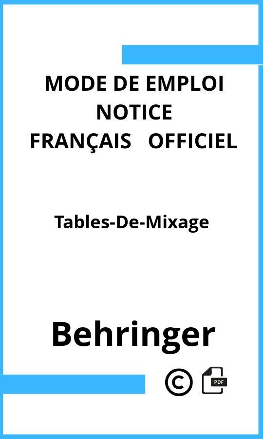 Tables-De-Mixage Behringer Mode d'emploi Français