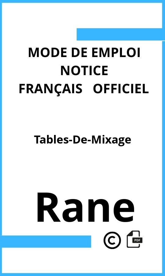 Tables-De-Mixage Rane Mode d'emploi Français