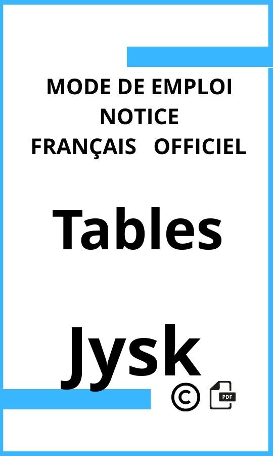 Jysk Tables Mode d'emploi Français